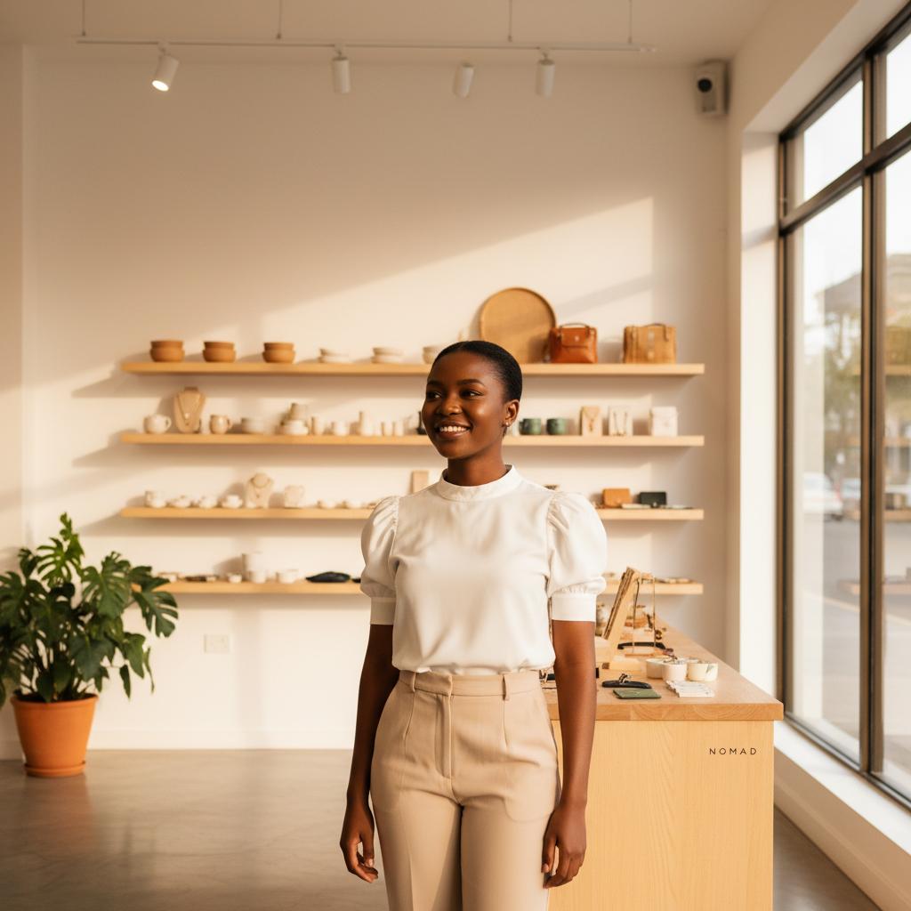 South African entrepreneur in her shop